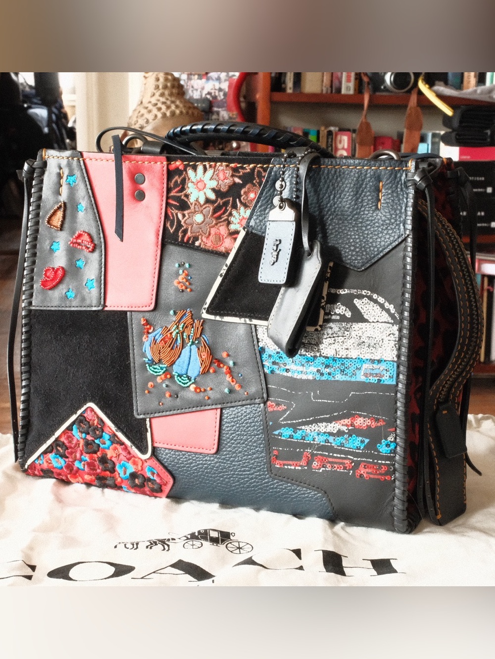 Coach 1941 Patchwork Embellished Rogue 30 with braided straps rare